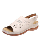 Hollow Back Buckle Fish Mouth Vintage Casual Shoes