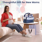 5Pcs Baby Nappy Diaper Bags Set Mummy Diaper Handbags With Diaper Pad Food Bag Bottle Bag Travel Tote Bags For Mom Dad