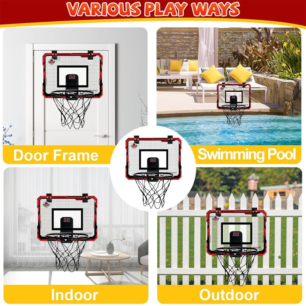 Indoor Basketball Hoop For Kids, Over The Door Mini Basketball Hoops With LED UK