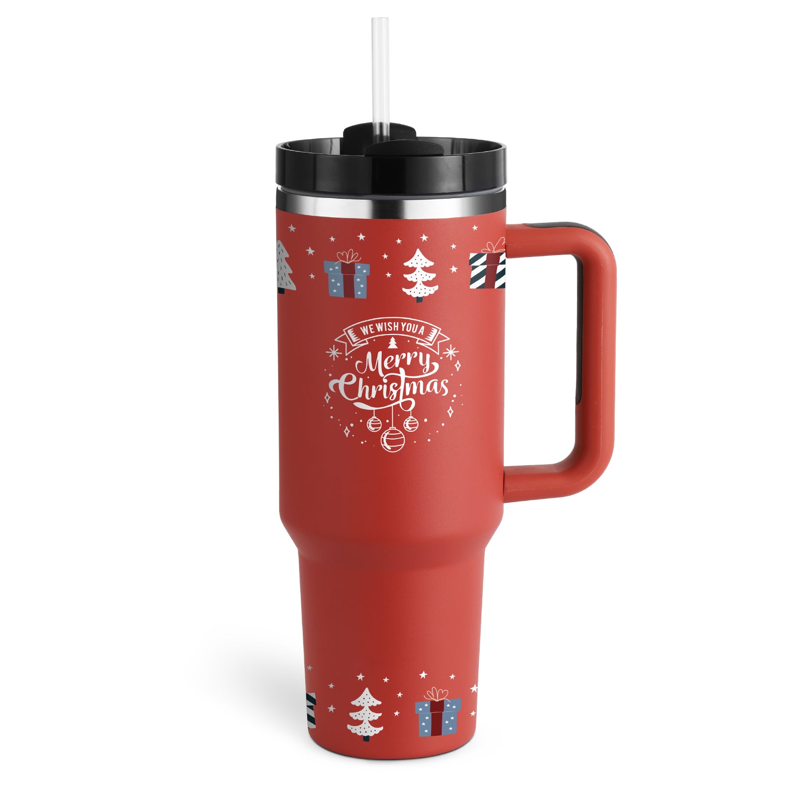 40 oz Becher mit Griff und Strohhalm, isoliert, auslaufsicher, Vakuum-Kaffeetasse aus Edelstahl mit Deckel, konischer Becher, Geschenke für Valentinsliebhaber, geeignet für Auto, Fitnessstudio, Büro, Reisen