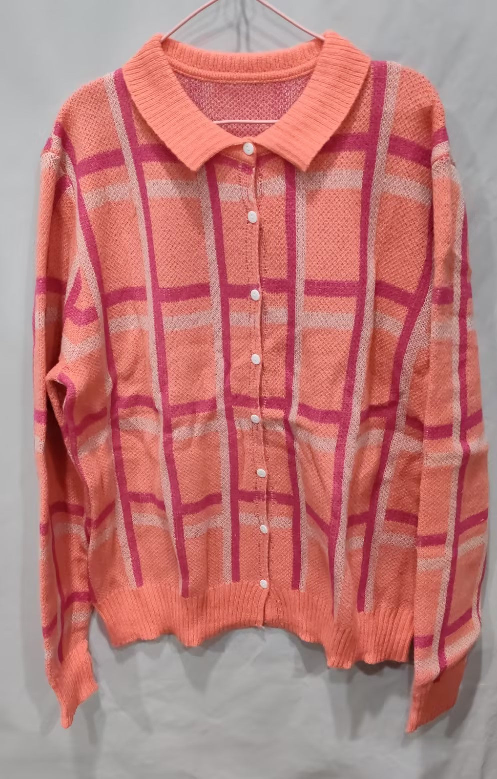 Damen lässiger Pullover im Retro-Kontrastkaromuster
