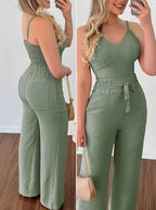 Women's Camisole Straight-leg Pants Casual Suit