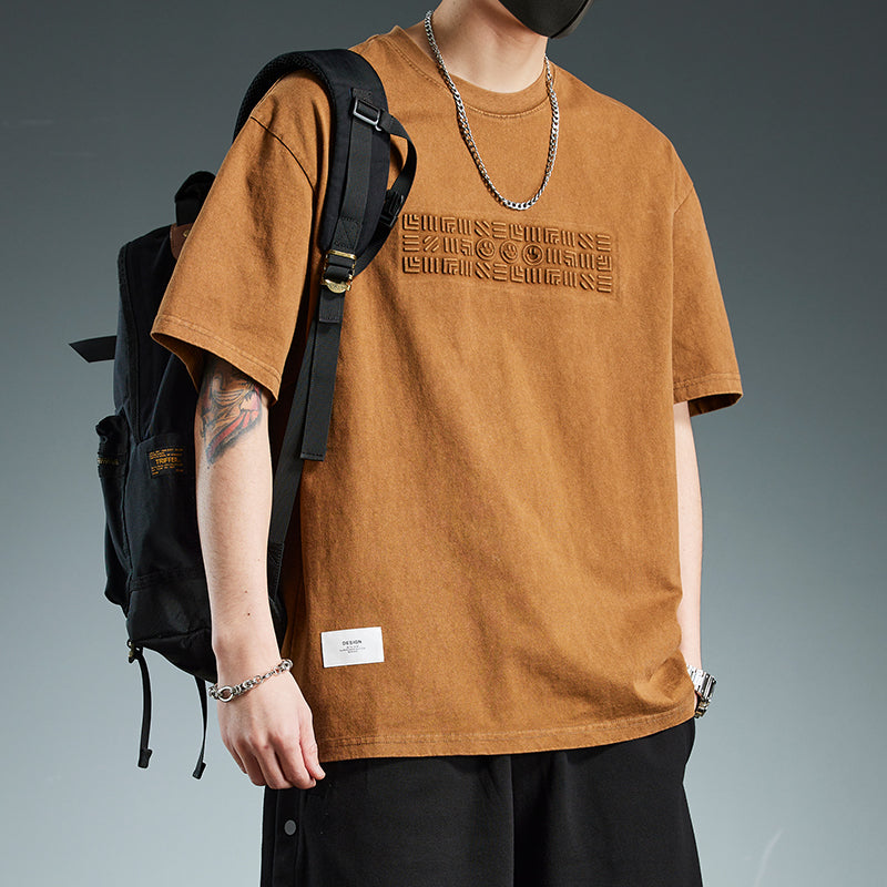 Trendy Loose-fitting Versatile Heavyweight Short-sleeve T-shirt For Men