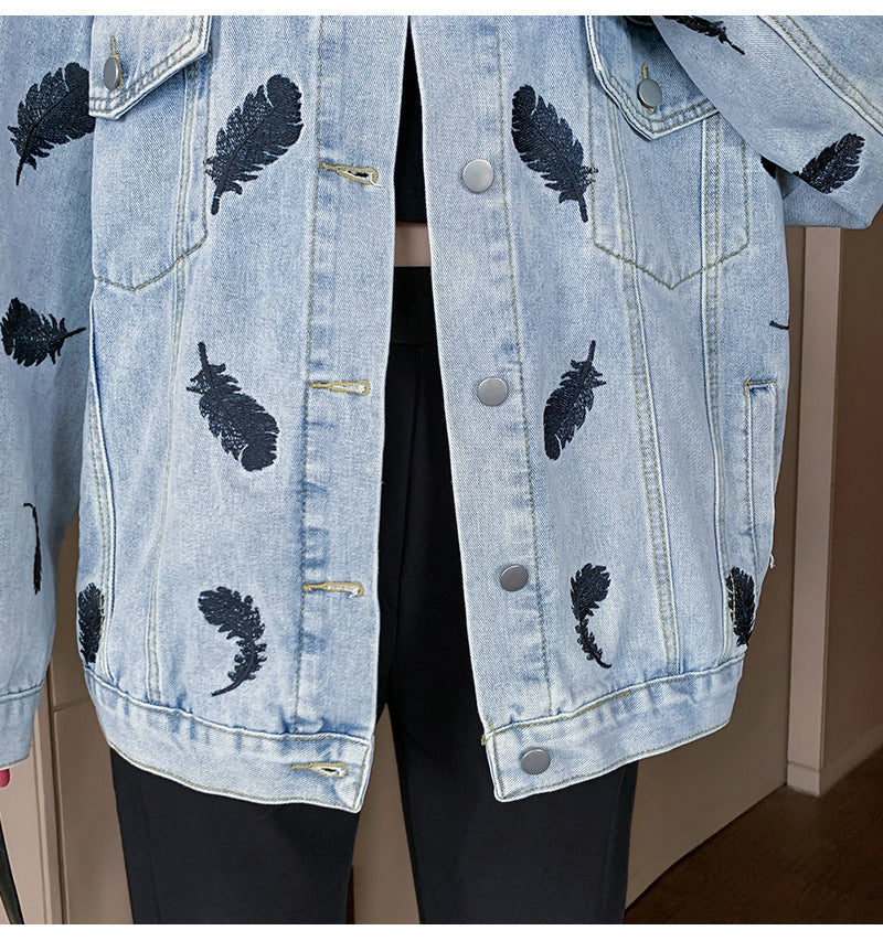 Modedruck Revers Lockere Wild Salt Jeansjacke