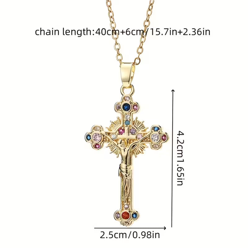 1-teilige Halskette mit synthetischem Zirkonia-Kreuz