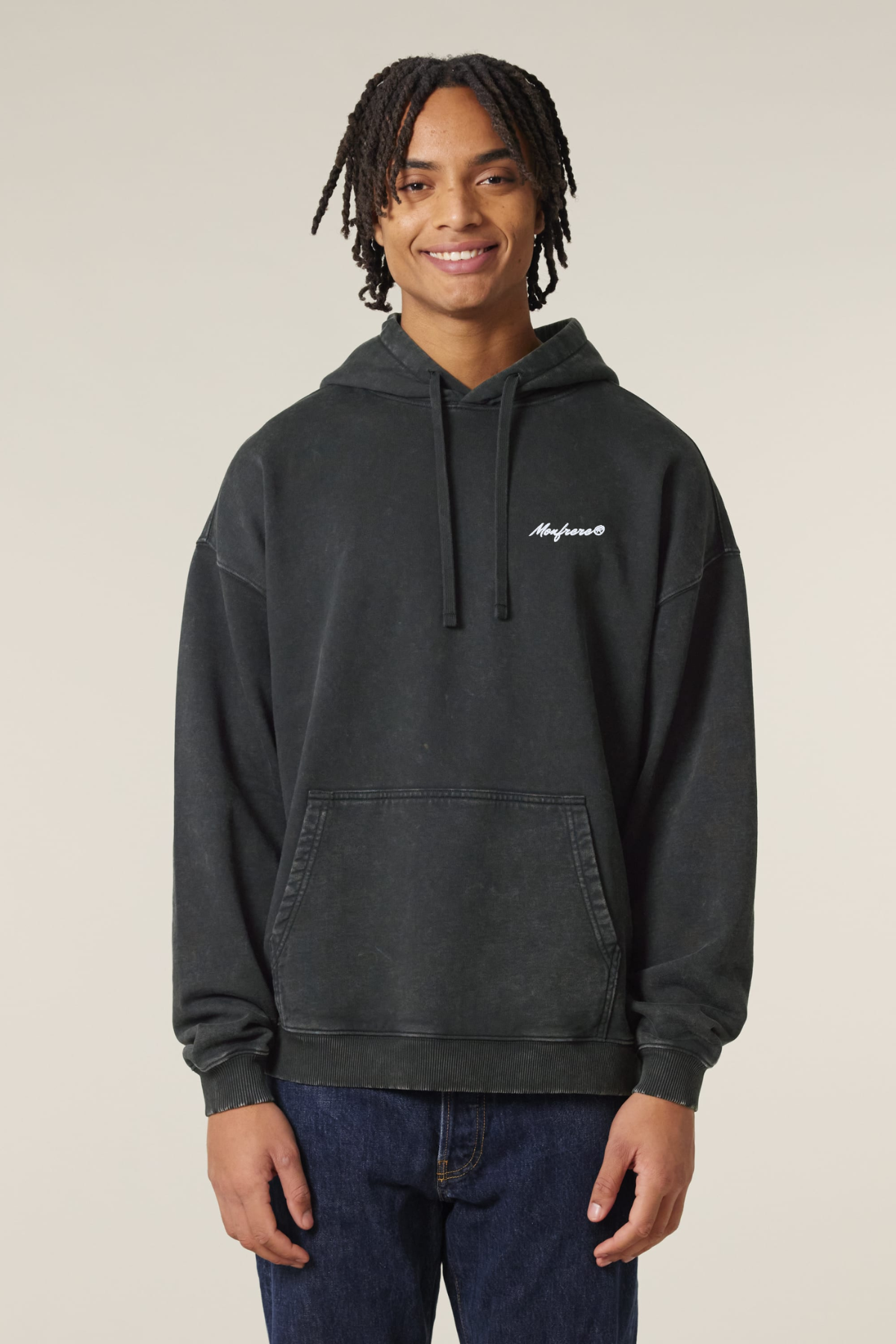 White Label Stick Oversize Garment-Dyed-Hoodie