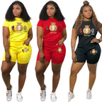 Casual Sport Monogram Print Two-Piece Shorts