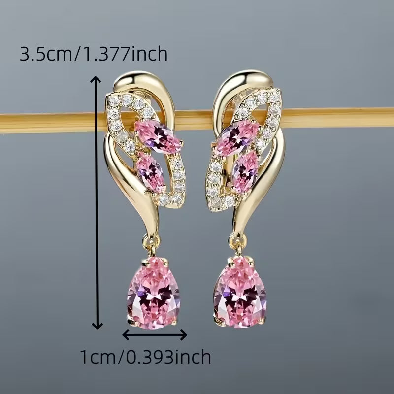 Elegante grüne Damen-Ohrringe in Tropfenform mit Zirkonia 