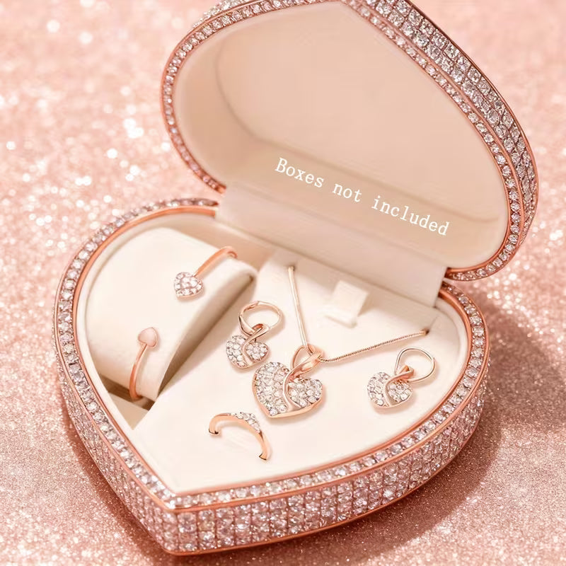 5-teiliges elegantes Luxus-Schmuckset – passende Halskette, Armband und Ohrringe