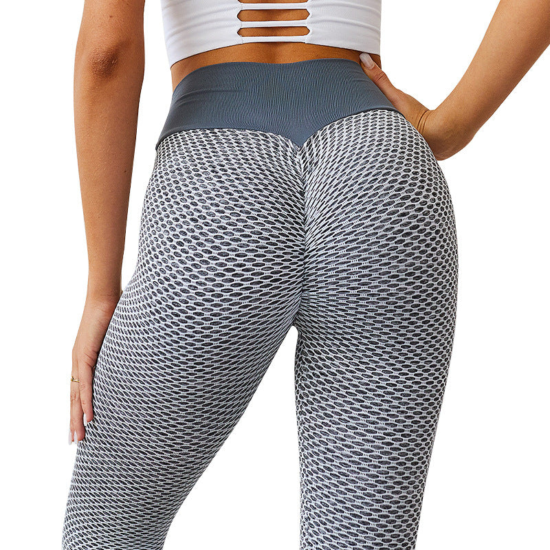Pantalon de yoga en jacquard texturé alvéolé avec effet rehausse-fesses