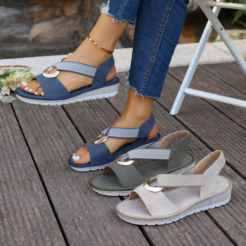 Sandales pour femmes avec boucle en métal et corde de chanvre