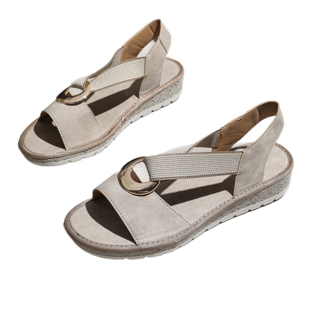 Sandales pour femmes avec boucle en métal et corde de chanvre