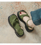 Green Skin-illuminating Roman Sandals With A Single Strap