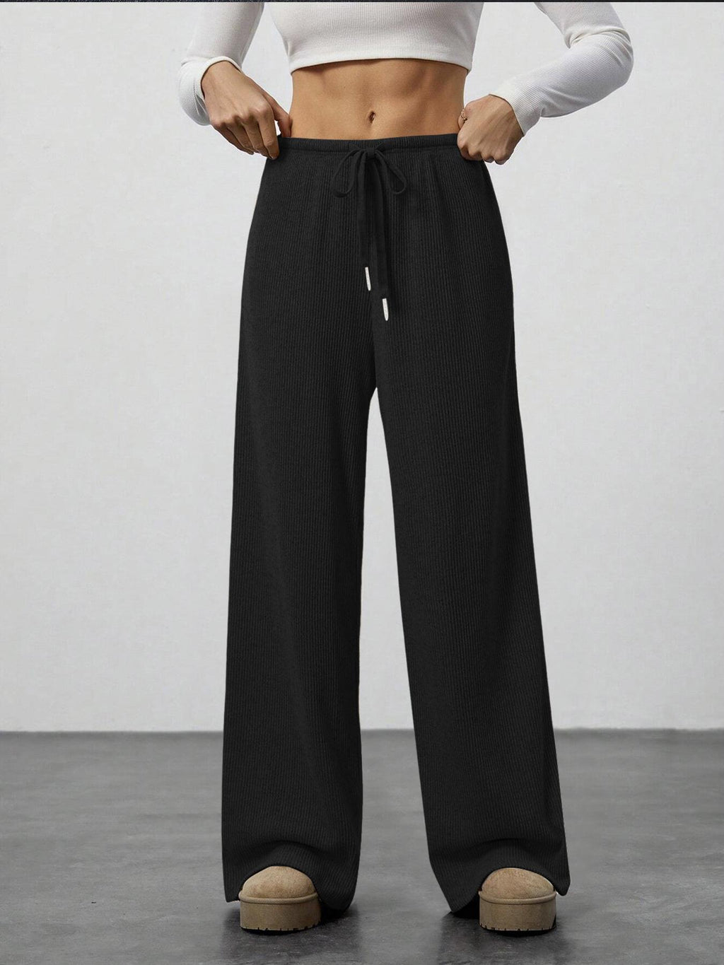 Damen einfarbige lässige gerade Hose