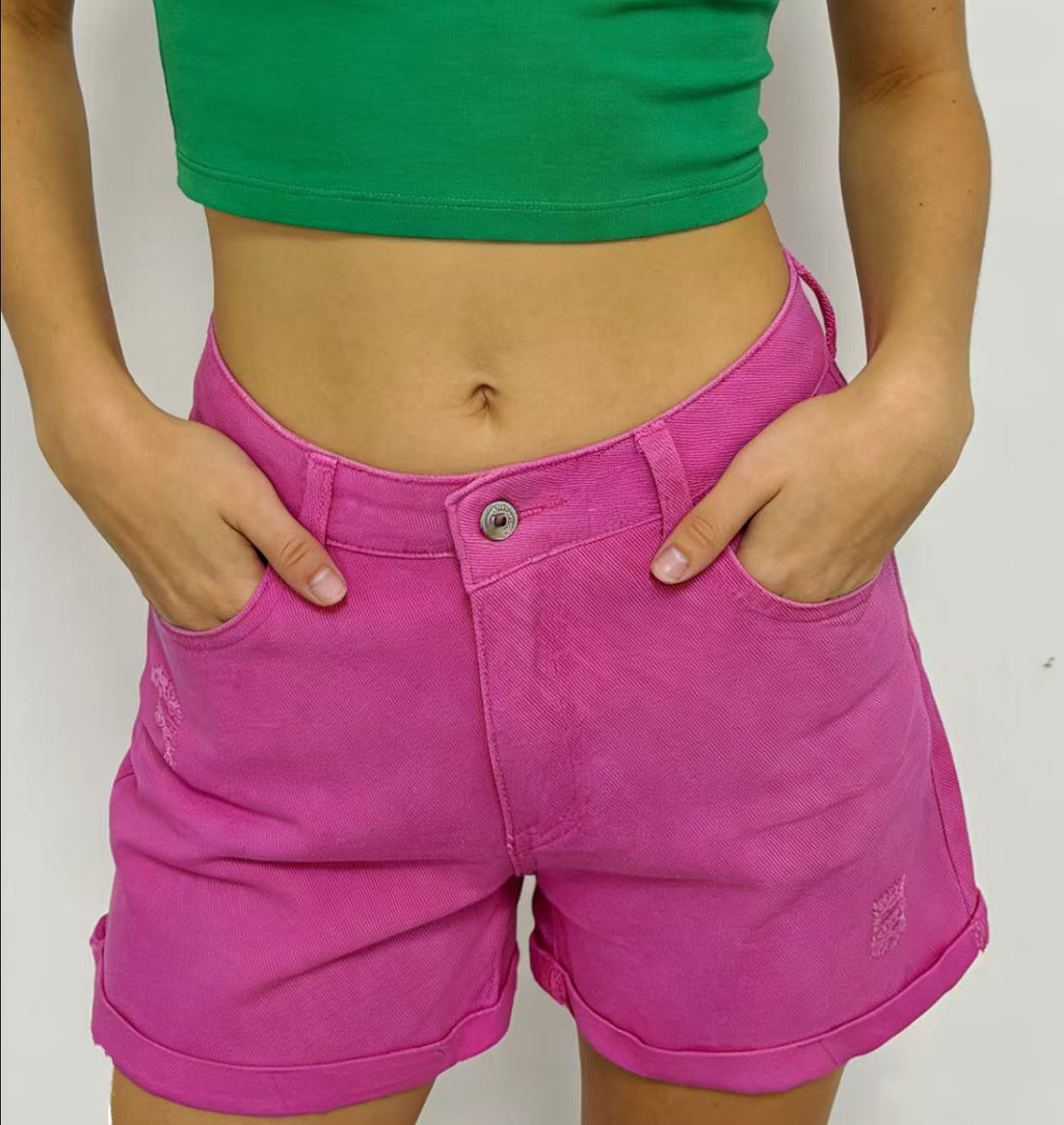 Short en jean décontracté pour femme, style rétro et usé