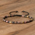 Natural Stone Spacer Beads Adjustable Braided Bracelet