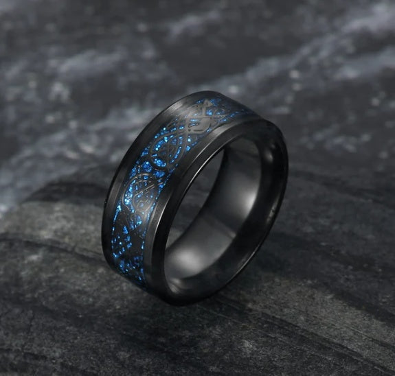 Bague de mariage écaille de basilic Asgard fabriquée à la main