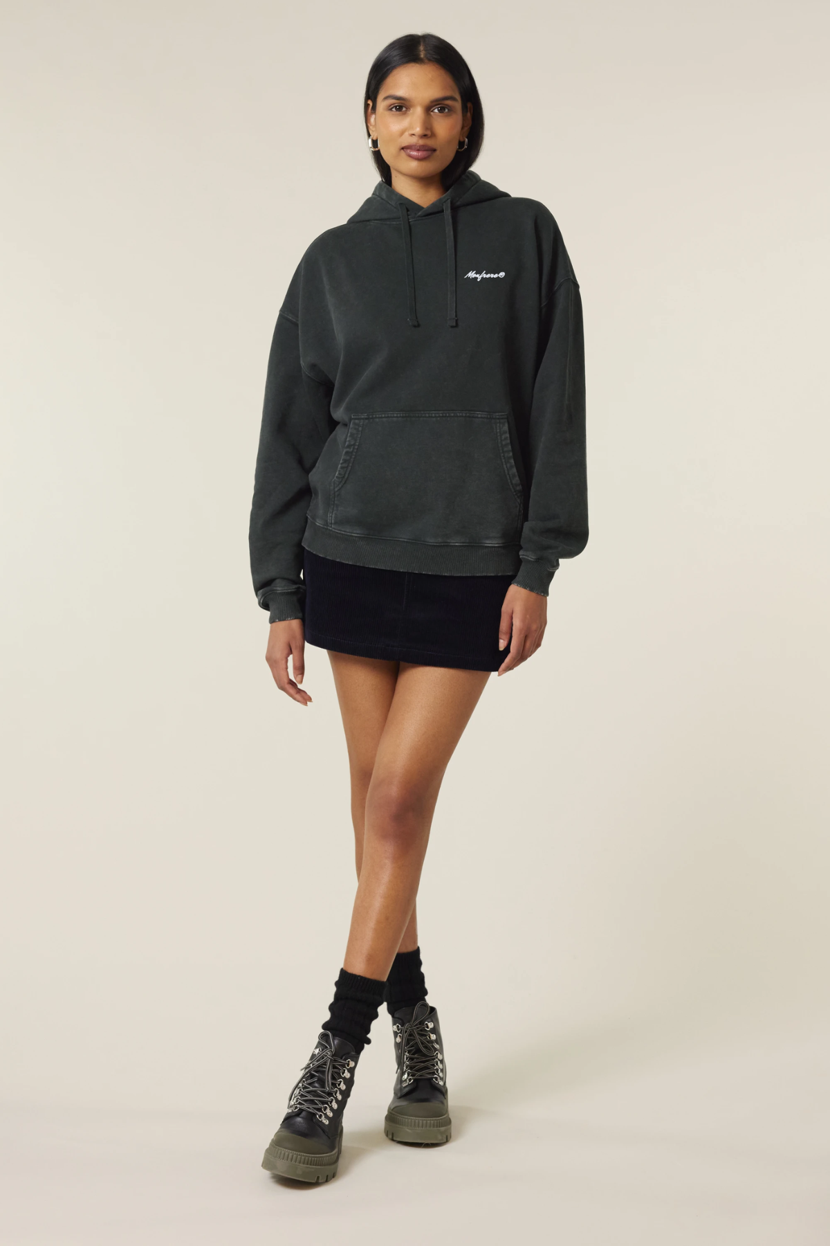 White Label Stick Oversize Garment-Dyed-Hoodie