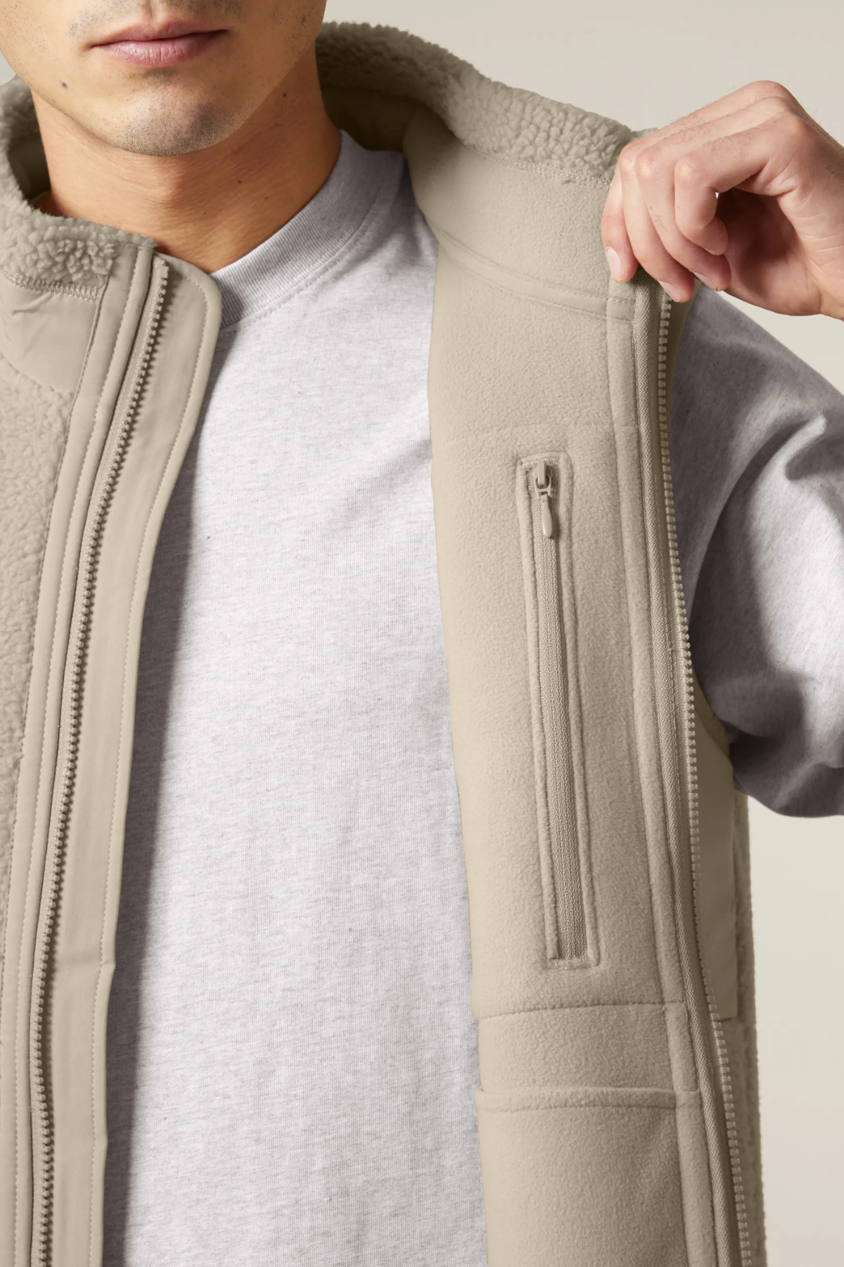 White Label Stick Unisex-ärmellose Sherpa-Jacke
