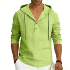 Men's Casual Linen Hoodie Long-Sleeve Top