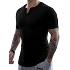 Fashion Men's Sunken Stripe Casual T-shirt Top