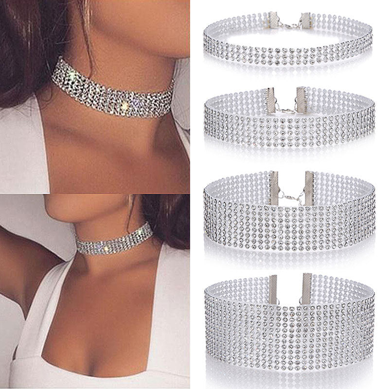 Mode Frauen Full Crystal Strass Choker Halskette Hochzeit Schmuck Choker Halsketten Für Frauen