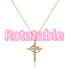 Modeschmuck Kreuz Voll Diamant Krone drehbare Halskette