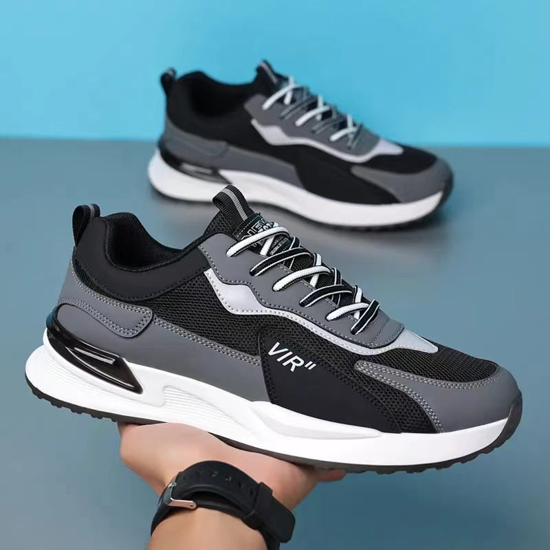 Herren Colorblock Mesh-Schuhe Modisch Lässig Schnür-Sneaker Outdoor Atmungsaktiv Lauf-Sportschuhe