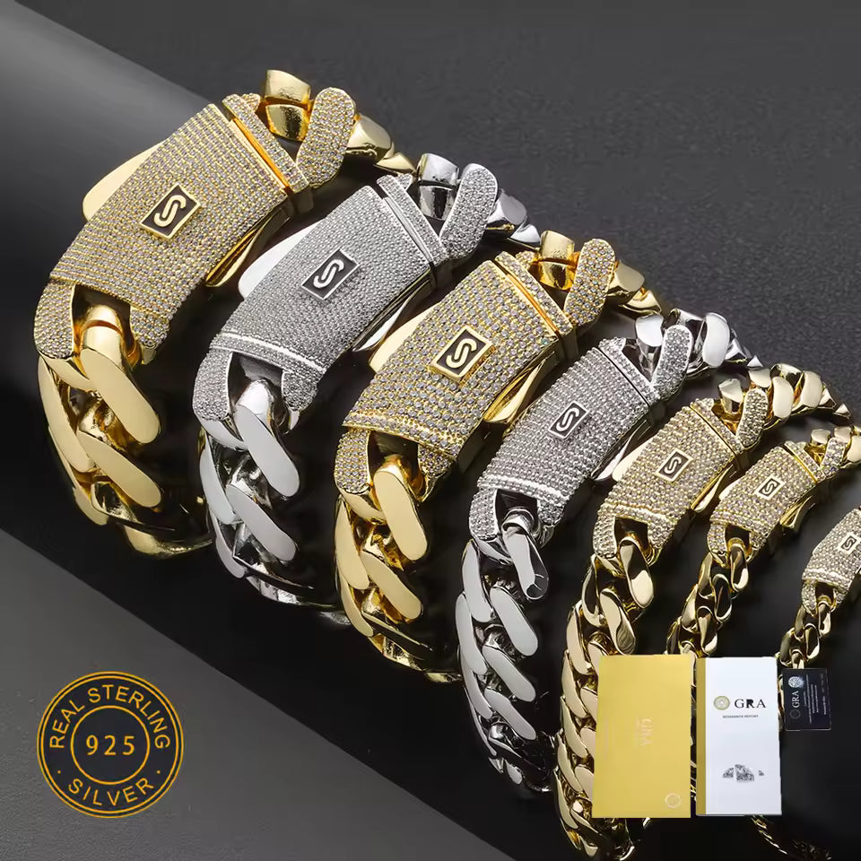 Kolye, 925 Ayar Gümüş, Buzlu, VVS Geçiş Pırlanta Test Tokası, 6/8/10 mm Zincir, GRA'lı İnce Takı, Stokta