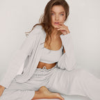 Women's Fashion Solid Color Pajamas Undershirt Three-piece Set