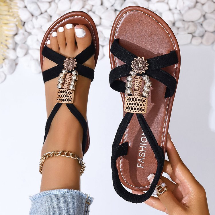 Sandales décoratives simples en métal pour femmes