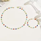 Set aus 2 Halsketten und Armbändern – leicht, luxuriös, stilvoll, modisch, farbenfroh, rund