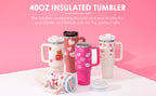 40 oz Becher mit Griff und Strohhalm, isoliert, auslaufsicher, Vakuum-Kaffeetasse aus Edelstahl mit Deckel, konischer Becher, Geschenke für Valentinsliebhaber, geeignet für Auto, Fitnessstudio, Büro, Reisen