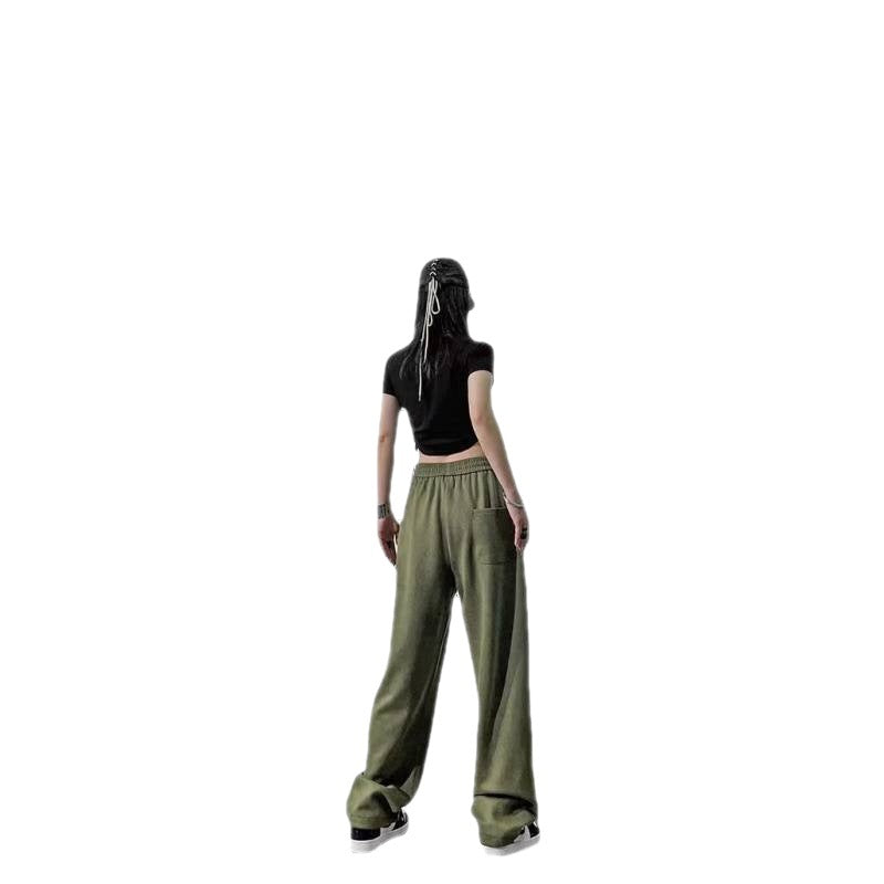 Pantalon droit vert automne pour femmes