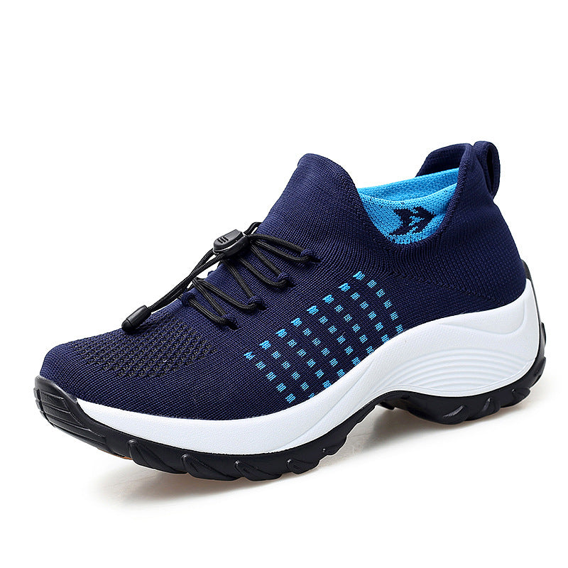 Chaussures pour femmes grande taille Hautement élastiques Tissées volantes Respirantes Baskets de sport Chaussettes