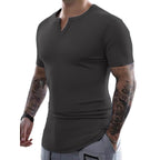 Fashion Men's Sunken Stripe Casual T-shirt Top