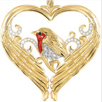 Charm We're Never Far Apart Herz Flügel Anhänger Goldfarben plattiert Roter Emaille Vögel Spatz Anhänger Halskette Damen Schmuck Kolye