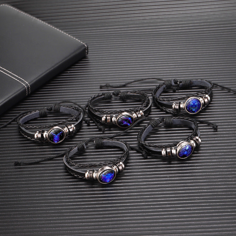 12 Sternzeichen Armband Leuchtendes geflochtenes Design Armband für Männer Frauen Kinder