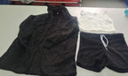 3-teiliges Damen-Bekleidungsset mit langärmligem Crop-Tanktop und Shorts mit Kordelzug