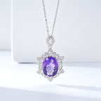 Natural Amethyst Necklace Women's 925 Silver