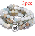 Amazon Stone Tiger Eye Stone Bracelet Necklace 108 Buddha Beads Lotus Bracelet