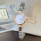 Perlenarmband Damen Quarzuhr Nischen-Leucht-Luxus-Design mit kleinem Zifferblatt und ausziehbarem, verstellbarem Band