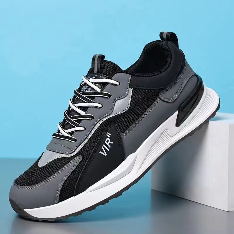 Herren Colorblock Mesh-Schuhe Modisch Lässig Schnür-Sneaker Outdoor Atmungsaktiv Lauf-Sportschuhe