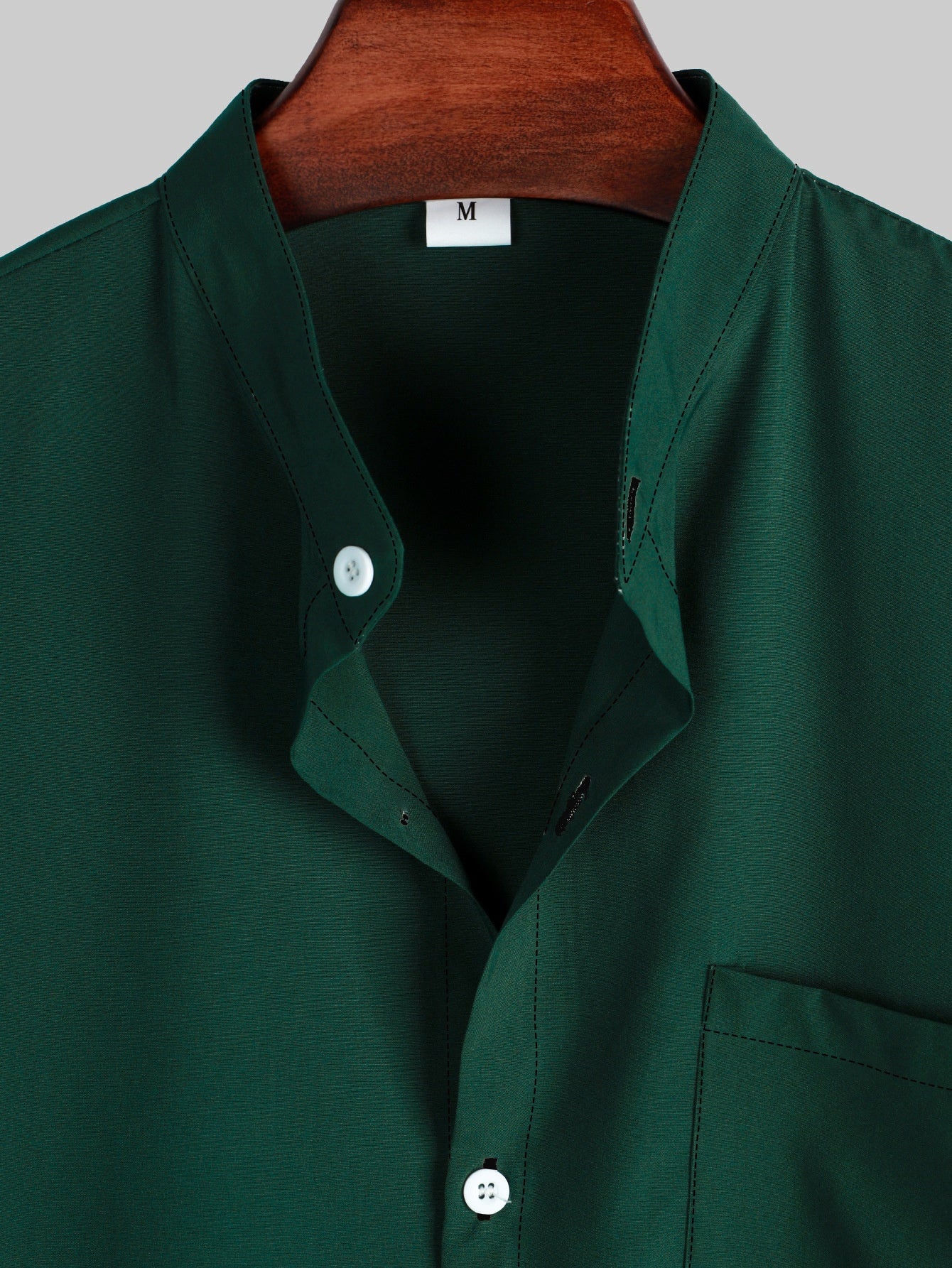 Men's Casual Solid-Colored Shirt With Stand-Up Collar