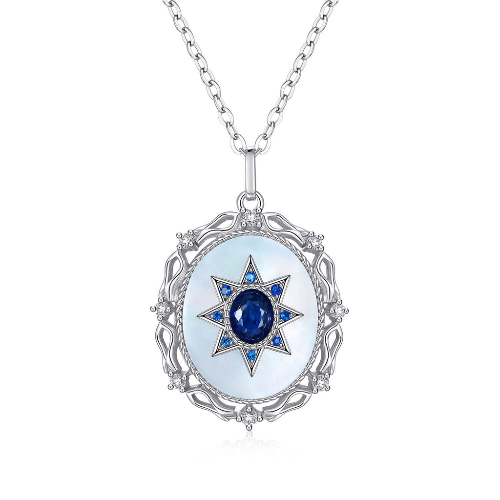 925 Silber Mädchen Natürlicher Saphir Halskette Vielseitig