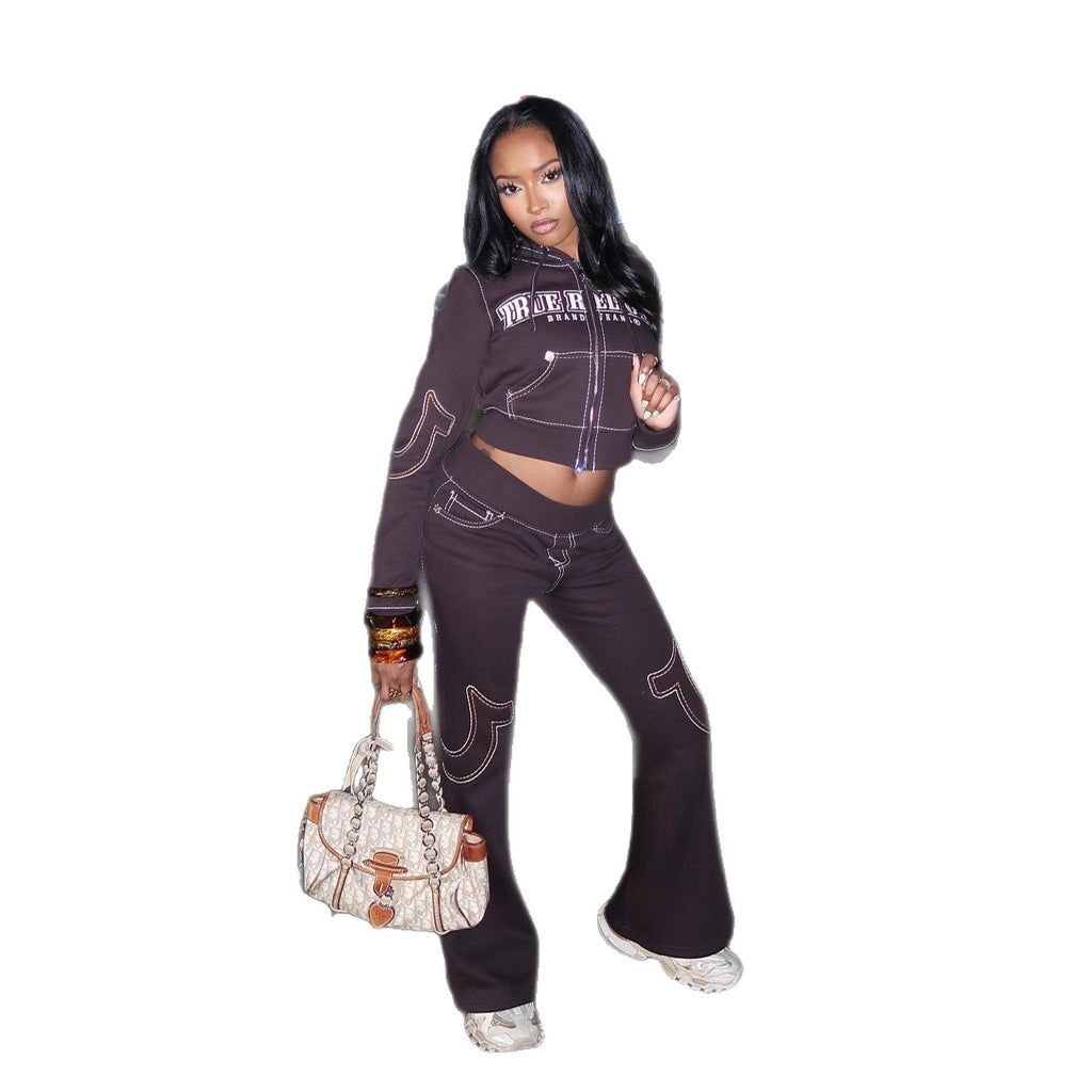 Tenue décontractée pour femme - Sweatshirt de sport imprimé à la mode