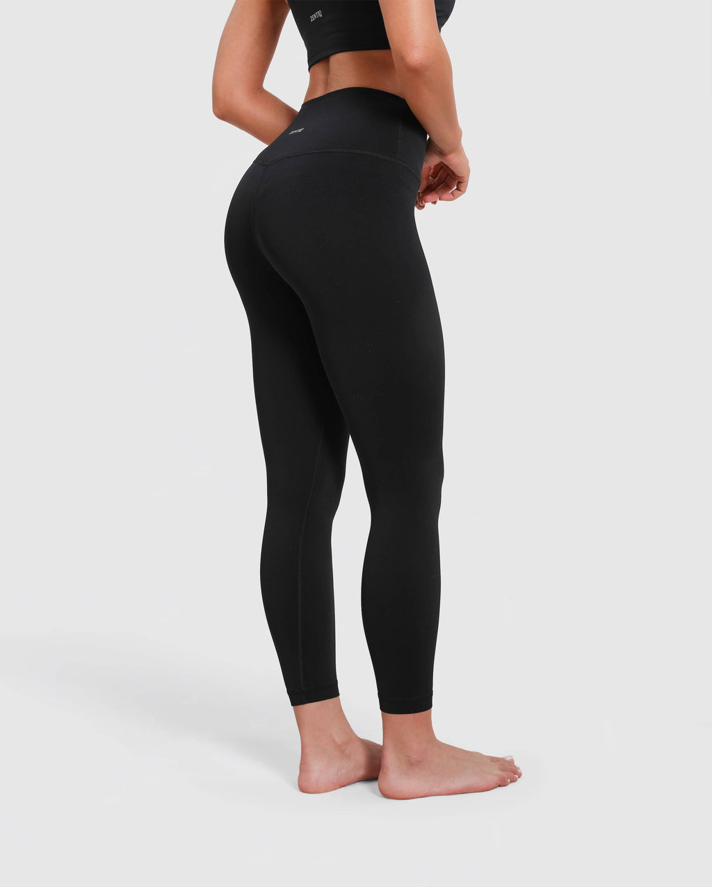 Legging taille haute + brassière de sport dos nageur sans coutures – Noir
