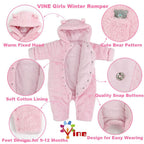 Baby Winter Schneeanzug Baby Strampler, Junge und Mädchen Einteiliger Anzug mit Kapuze, Kleinkind Oberbekleidung Schneeanzug Set Dick und Warm,Blau 3-6 Monate