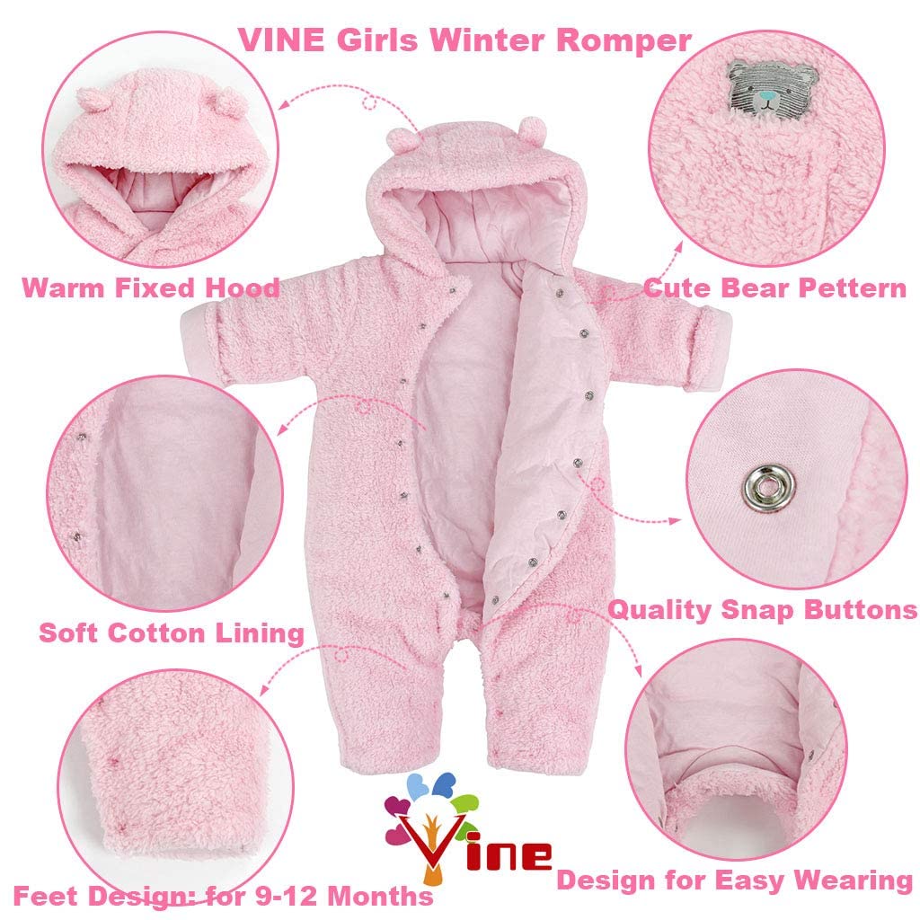 Baby Winter Schneeanzug Baby Strampler, Junge und Mädchen Einteiliger Anzug mit Kapuze, Kleinkind Oberbekleidung Schneeanzug Set Dick und Warm,Blau 3-6 Monate