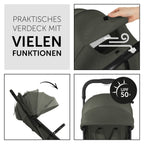 Hauck Travel N Care Dark Olive Kinderwagen – Leichter Reise Buggy für Kinder ab Geburt bis 22 kg mit Liegefunktion, kompakt und UPF 50+